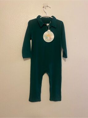 Little Sleepies Dark Green Long-Sleeve One-Piece with Collar